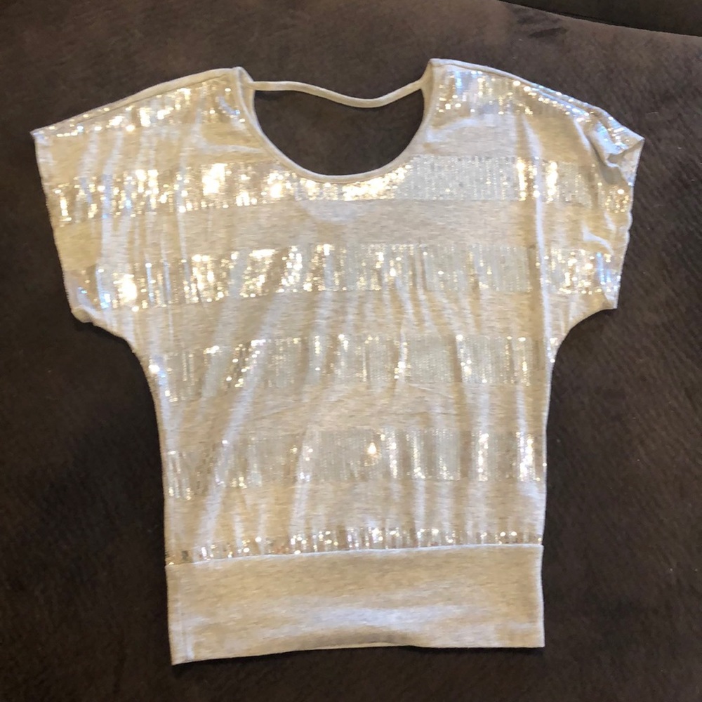 Gray sparkly blouse